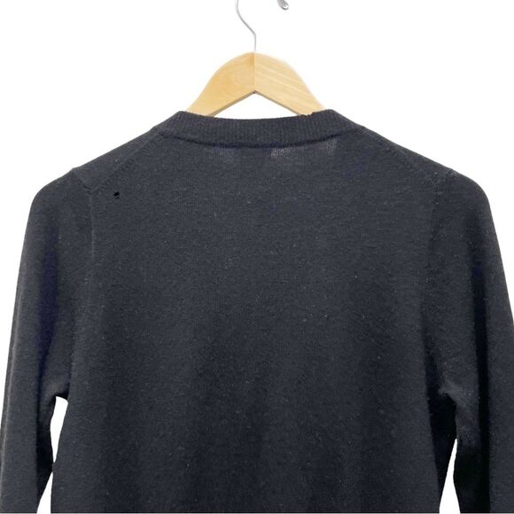 J. Crew Black Cashmere Wool Blend Full Zip Cardigan Sequin Placket Size Small - Picture 6 of 11